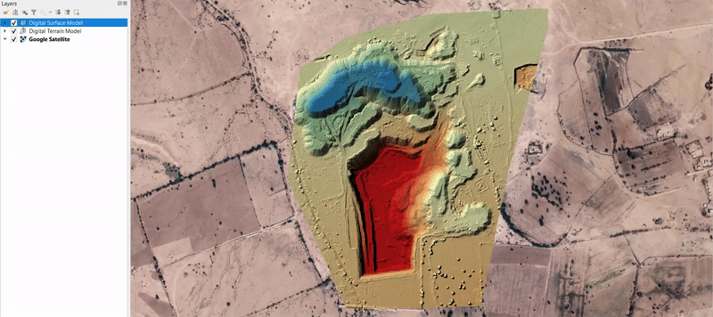 drone survey output - Digital Terrain Model in photogrammetry software